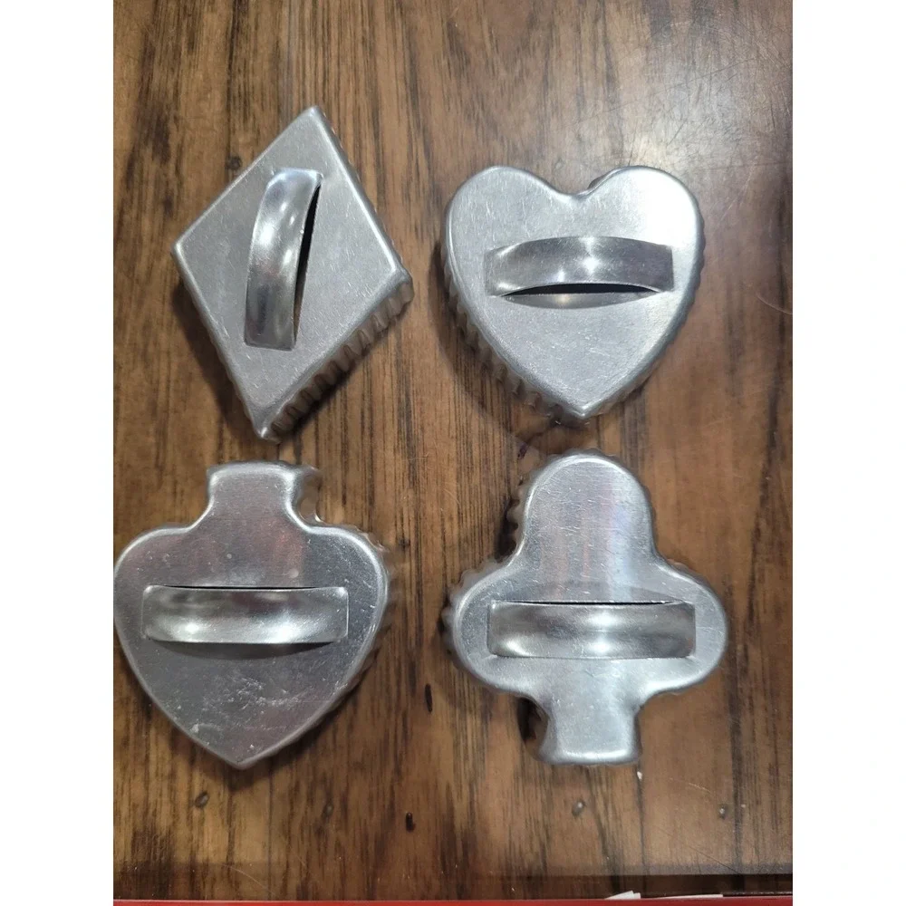Vintage Aluminum Metal Scalloped Card Deck Suit Face Cookie Cutters